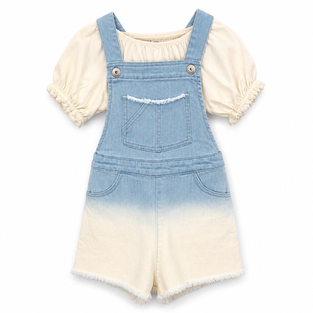 NWT Cat and Jack Target Kids Denim Blue and White Overalls size 4T Summer Shorts